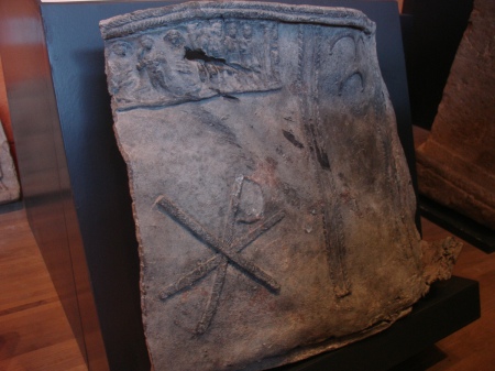 Roman lead water tank with Christian imagery